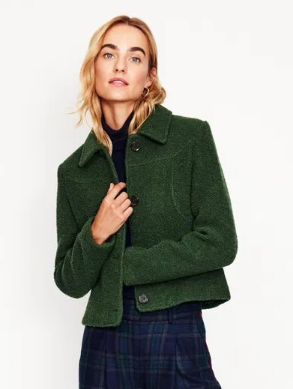 Like New BODEN Oxford Boucle Wool Jacket Green US 16-18/XL Worn 1x!